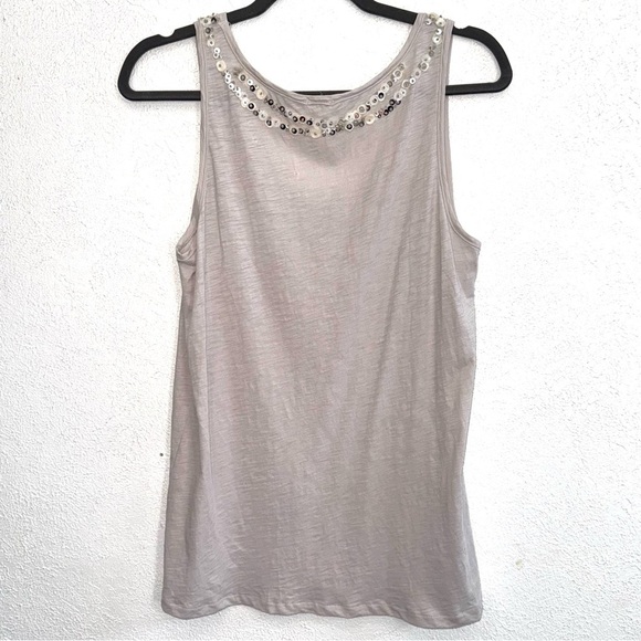 J. Crew Grey Marled Sequin Embellished Tank Top Size Large - Picture 7 of 7